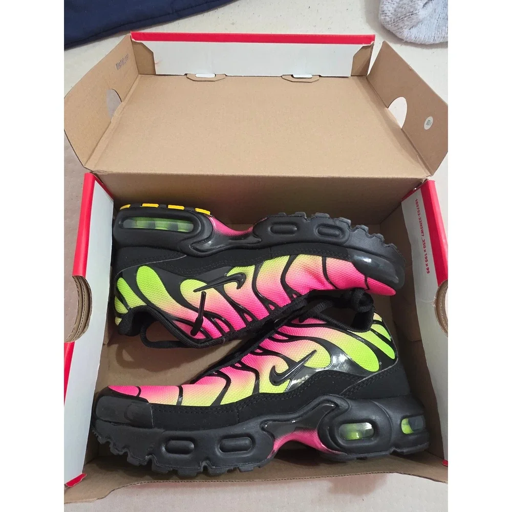 Nike‎ Air Max Plus PS Black Hyper Pink Volt Kids Shoes FZ0023-043 Size 2.5Y
